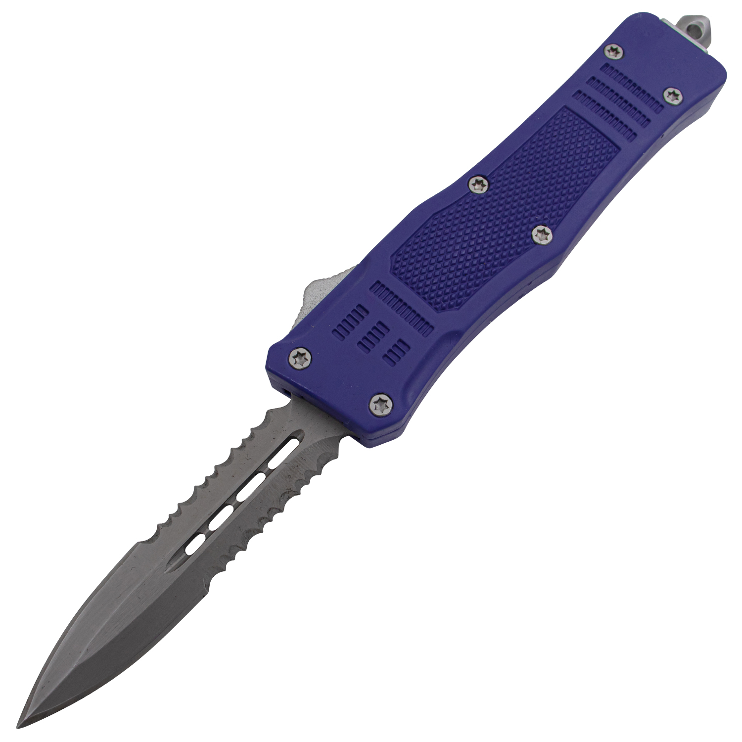 Covert OPS USA OTF Automatic Knife 7 Inch Overall Double Serrated Navy